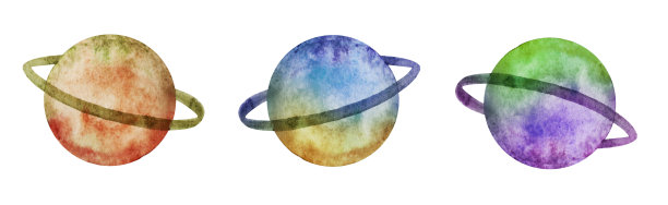 土星行星的水彩剪影图片下载