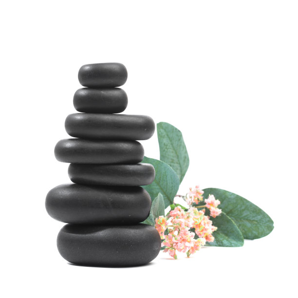 黑色温泉石孤立在白色背景-图像图片下载