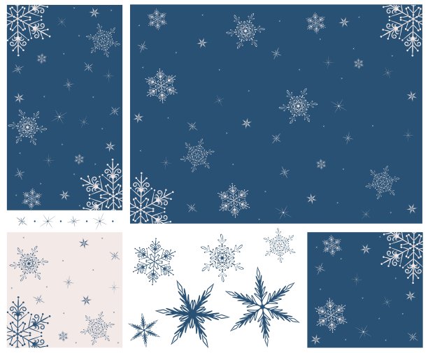 摘要雪花绘画，一个社交网络帖子的空白模板，圣诞卡布局，背景图像，圣诞插画，桌面壁纸，放置文本图片下载