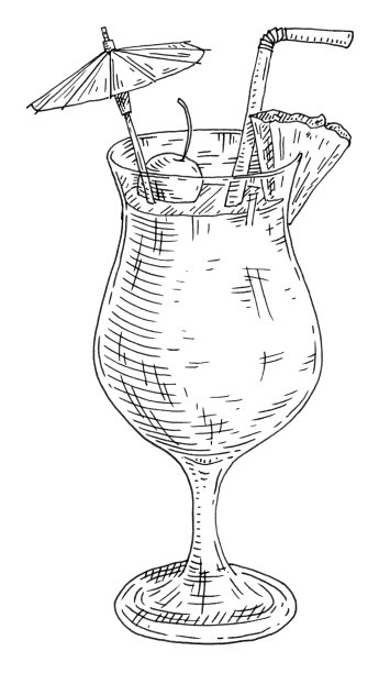 椰林飘香鸡尾酒配菠萝片和稻草。的孵化图片下载