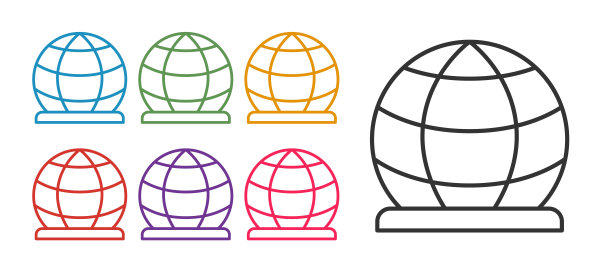 设置线操场攀登设备图标孤立在白色背景。孩子操场上爬。设置图标丰富多彩。向量图片下载