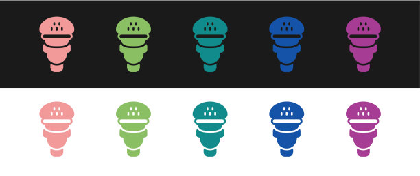 设置出租车司机图标隔离在黑色和白色的背景。向量图片下载