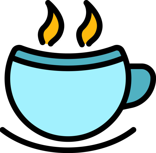 早晨马克杯图标颜色轮廓图片下载