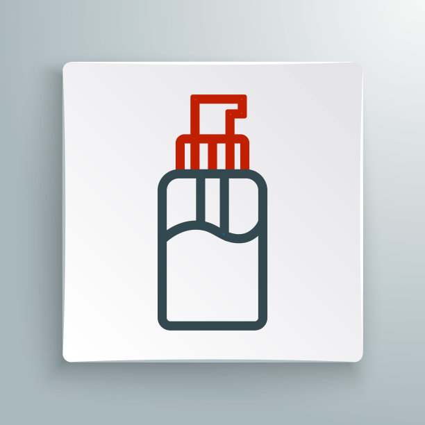 行抗菌肥皂液体瓶与分配器图标孤立在白色背景。消毒、卫生、护肤理念。色彩斑斓的轮廓的概念。向量图片下载