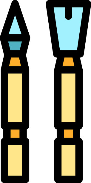 钢笔和画笔图标的颜色轮廓图片下载