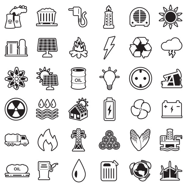 能源的图标。线条与填充设计。矢量插图。图片下载