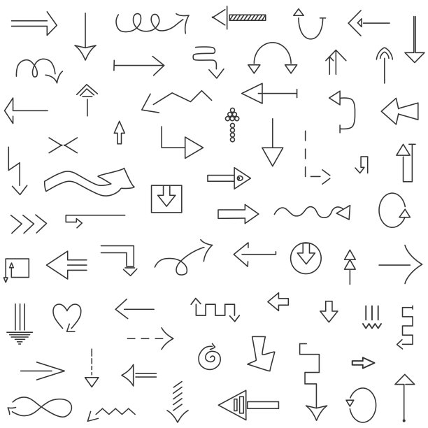 一组矢量箭头，指针，符号，图标。图形设计。图片下载