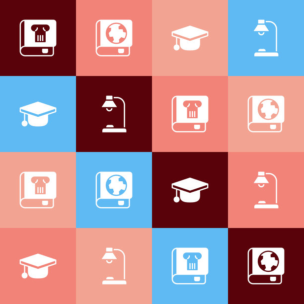 设置流行艺术历史书，地球仪和，毕业帽和台灯图标。向量图片下载