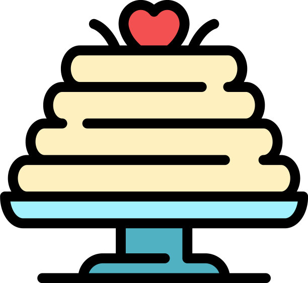 可爱的托盘蛋糕图标颜色轮廓图片下载