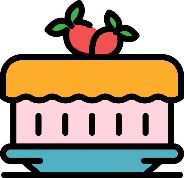 草莓奶油蛋糕图标颜色轮廓图片下载