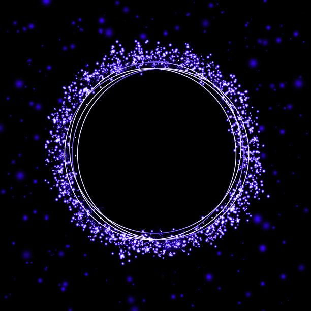 圆形框架上的黑色背景与闪亮的灯光。美丽的闪闪发光的背景。图片下载