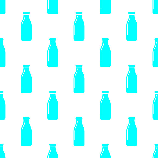 蓝色的奶瓶孤立在白色的背景上。可爱的无缝模式。矢量简单平面图形说明。纹理。图片下载