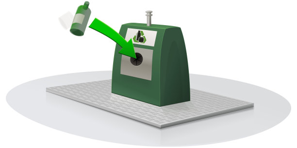 放置在埋在地下的容器的玻璃被回收图片下载