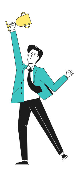 男子举起了优胜者杯。商人拿奖图片下载