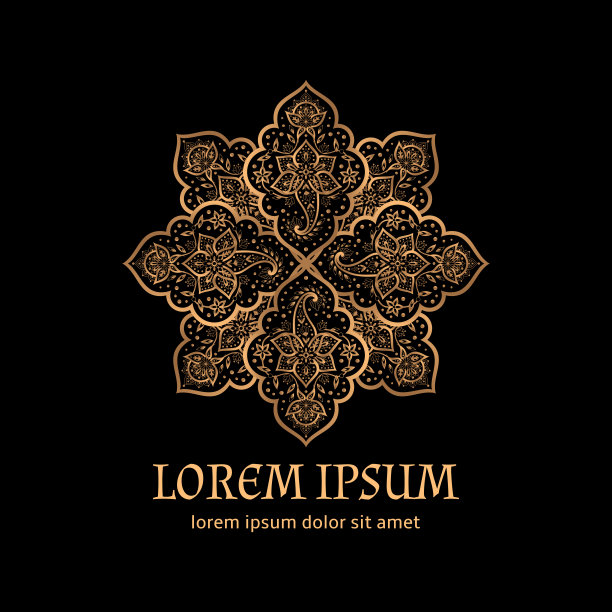 豪华皇家图案阿拉伯式标签向量。阿拉伯花卉佩斯利图案。东方曼荼罗会徽设计图片下载