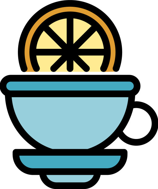 柠檬茶杯图标颜色轮廓图片下载