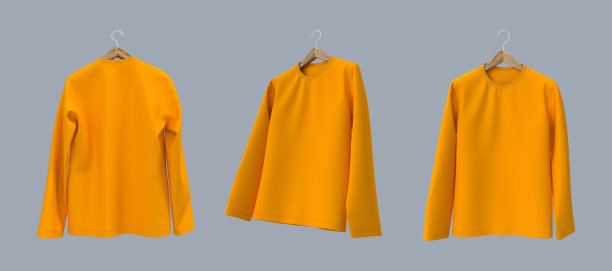 男士长袖t恤前视图模型，打印设计演示，3d插图，3d渲染图片下载