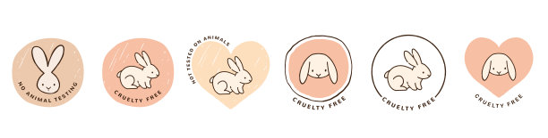 残酷自由，注意测试动物手绘图标，标志，邮票，有机，素食和自然图片下载