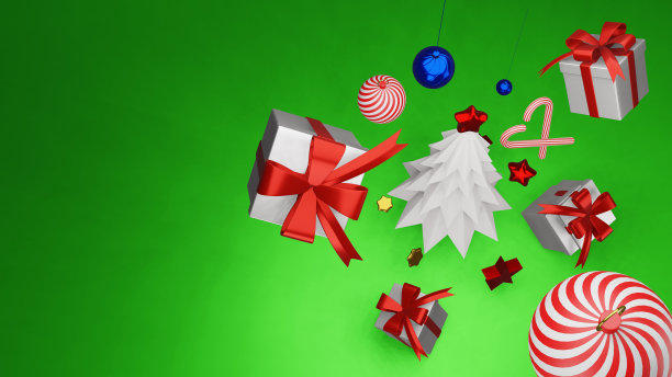 圣诞树装饰背景与圣诞树礼盒图片下载