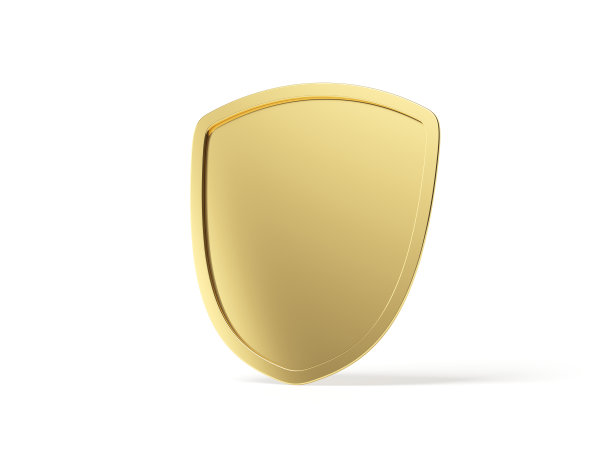 金色的盾牌孤立在白色的背景图片下载