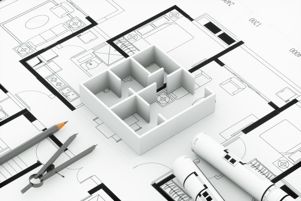 住宅建筑设计图及房屋模型，3d渲染。图片下载