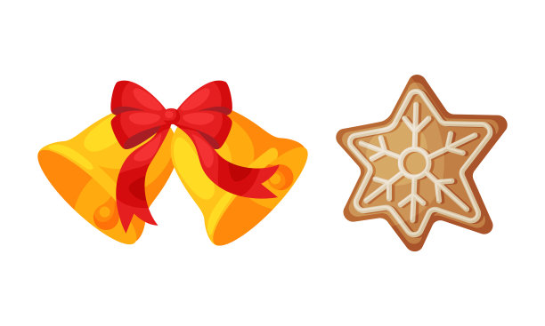 钟声和姜饼星一样圣诞快乐图片下载