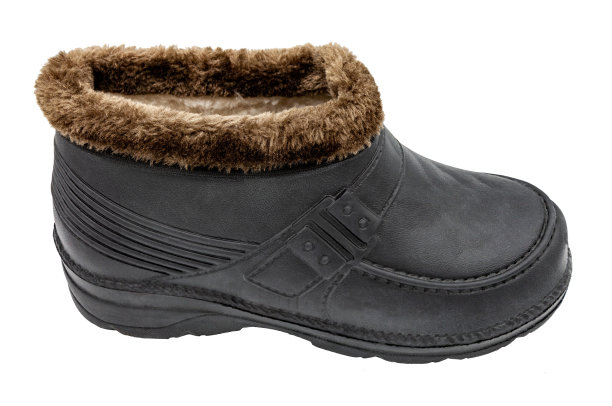 内有皮毛的橡胶套鞋套鞋，隔离在白色上图片下载