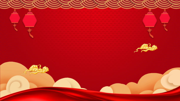 中国红祥云灯笼春节除夕海报背景图素材图片