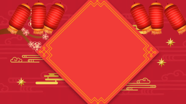 简约大气红色新年喜庆中国风灯笼背景素材图片