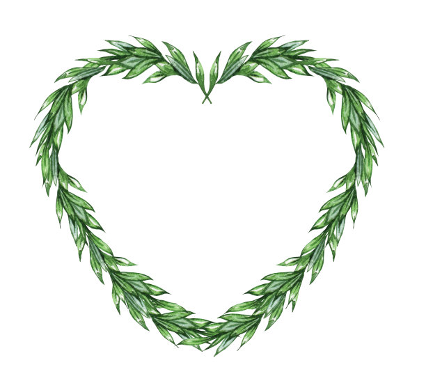 爱的水彩邀请设计有叶、有花。花环与植物元素，植物水彩插图。的模板。核心框架。图片下载