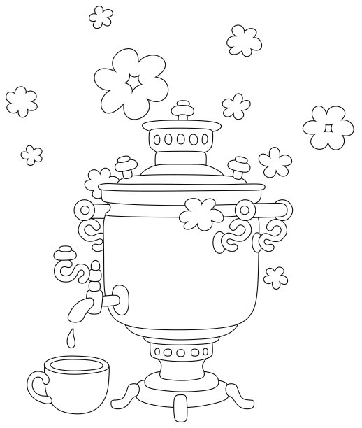 厨房桌上的旧茶炊正在沸腾图片下载