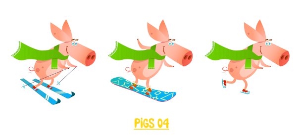 可爱的猪与相机平板电脑和礼物在他的手中图片下载