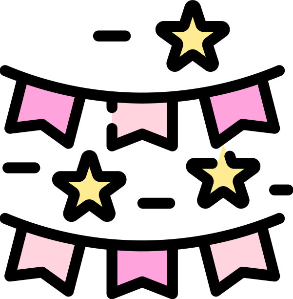 节日旗帜图标颜色轮廓图片下载