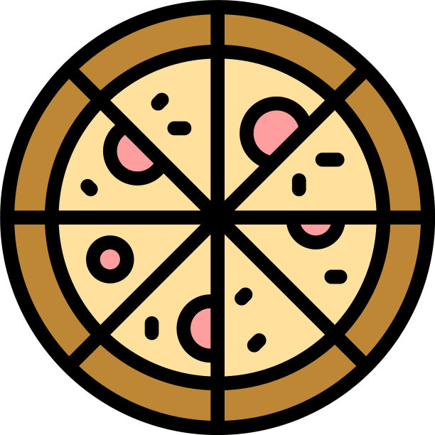 比萨食品图标颜色轮廓图片下载
