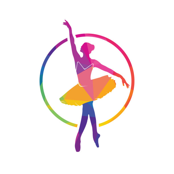 芭蕾舞者矢量标志设计。图片下载