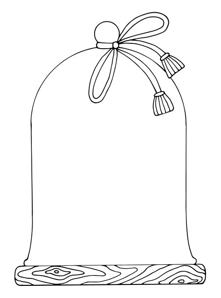 彩色页玻璃甜点花瓶糖果在木架上带蝴蝶结。手绘矢量线艺术插图。儿童和成人涂色书。黑白草图图片下载