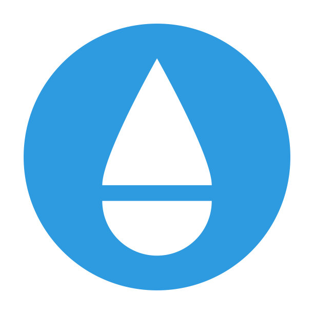 时尚水滴圆形图标。蓝色的向量。图片下载