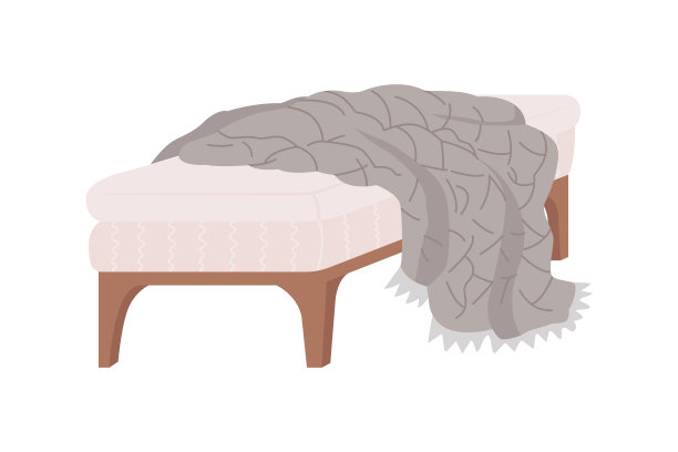舒适的灰色settee毛毯半平颜色向量项目图片下载