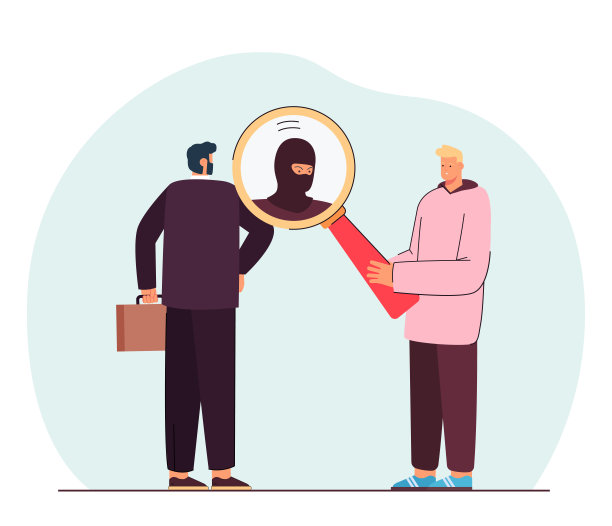 男人用放大镜看着老板，就像在看罪犯图片下载