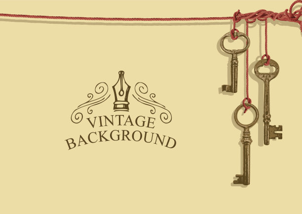 复古横幅与旧钥匙和地方的文本图片下载