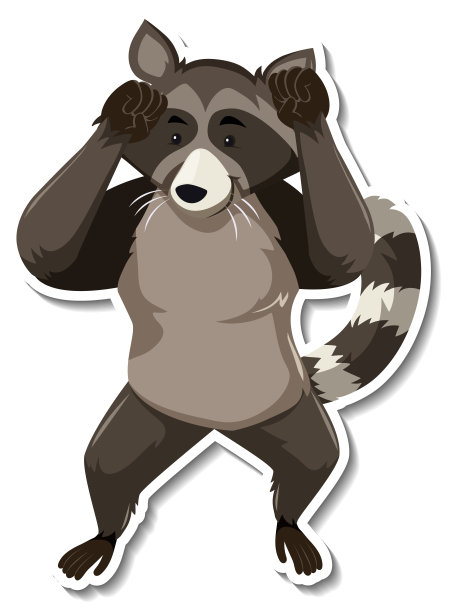 一个浣熊跳舞的卡通动物贴纸图片下载