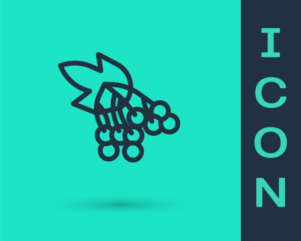 黑线分枝viburnum或guelder玫瑰图标孤立在绿色的背景。健康的荚蒾果串天然维生素。向量图片下载