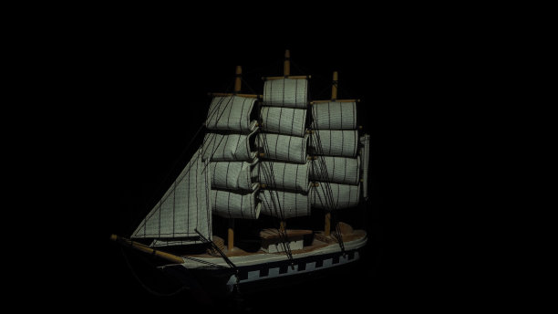 帆船在黑色背景上。图片下载