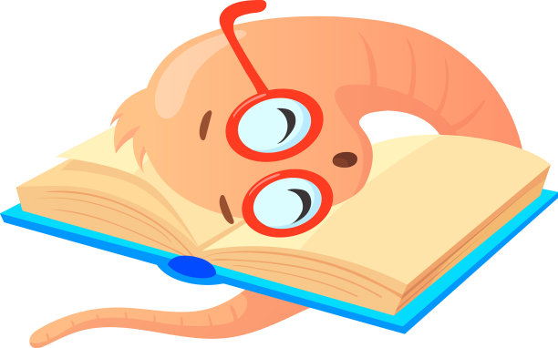 睡觉的书虫卡通虫睡在书上图片下载