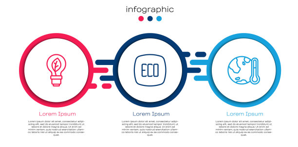 设置线灯泡与树叶，树叶生态标志和地球融化全球变暖。业务信息模板。向量图片下载