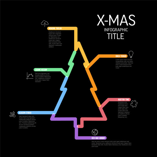 粗线暗圣诞树多用途信息图模板图片下载