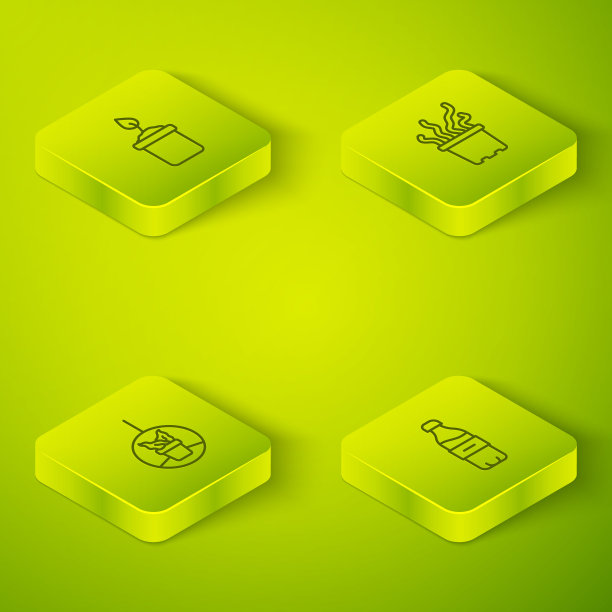 设置等距线异国热带植物花盆，植物悬挂，瓶水和发芽瓶图标。向量图片下载