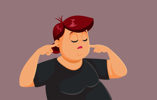 中年妇女捂住她的耳朵矢量插图图片下载