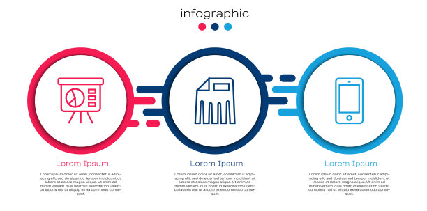 设置线板与图表，碎纸机和手机。业务信息模板。向量图片下载