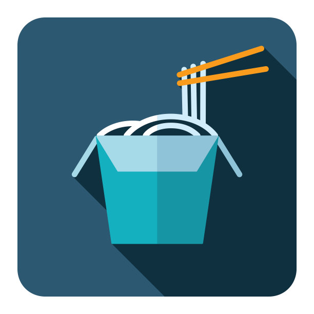 面条在细线盒与筷子图片下载